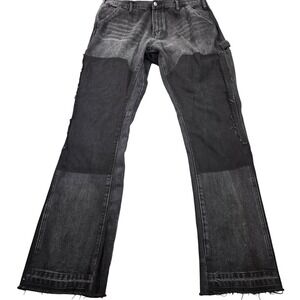 Mnml Jeans Mens 37x33 (tag 36) Gray Dark Wash Relaxed Straight Cargo Denim